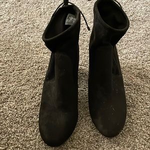 Black slouch boots with ties